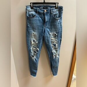 American Eagle Outfitters Ripped Blue Skinny Jeans